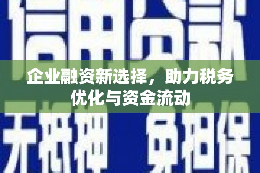城西企业融资新选择，助力税务优化与资金流动