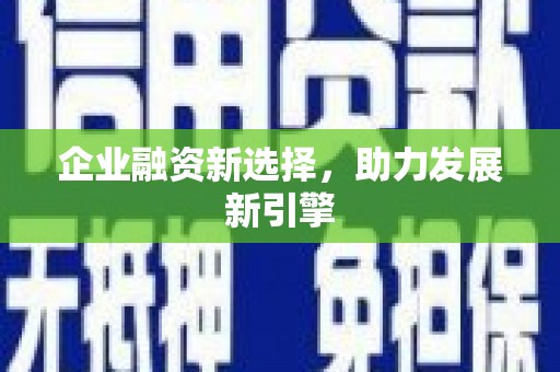 城西企业融资新选择，助力发展新引擎