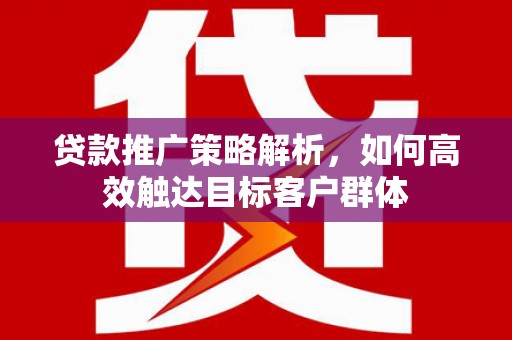城西贷款推广策略解析，如何高效触达目标客户群体
