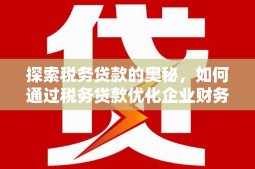 城西探索税务贷款的奥秘，如何通过税务贷款优化企业财务