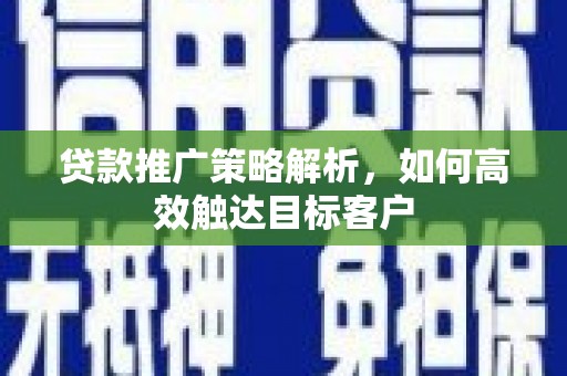 城西贷款推广策略解析，如何高效触达目标客户