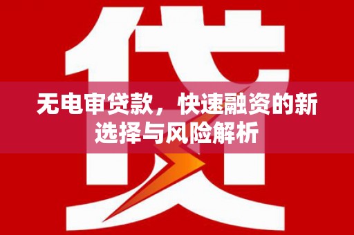 城西无电审贷款，快速融资的新选择与风险解析